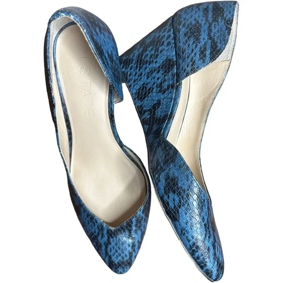 1. State Leather Snake Embossed d’Orsay Wedge Melman Pumps 8 1/2 - Picture 2 of 10